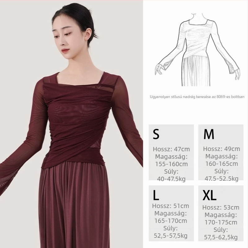 Női táncruha klasszikus tánchoz — rugalmas háló, poliészter, bélés pamut; felnőtt, megfelelő téli, tavaszi és őszi időszakokra