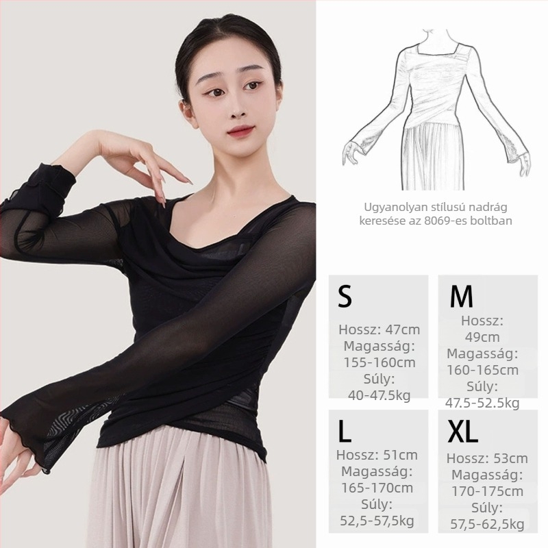 Női táncruha klasszikus tánchoz — rugalmas háló, poliészter, bélés pamut; felnőtt, megfelelő téli, tavaszi és őszi időszakokra