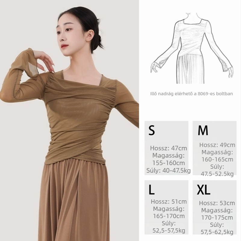 Női táncruha klasszikus tánchoz — rugalmas háló, poliészter, bélés pamut; felnőtt, megfelelő téli, tavaszi és őszi időszakokra