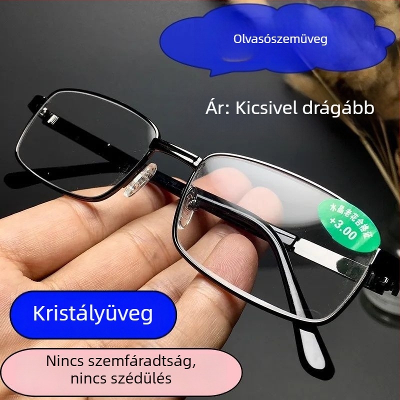 Teljes keretű fém olvasószemüveg, kékfény elleni védelem, HD éleslátás, modern üzleti stílus