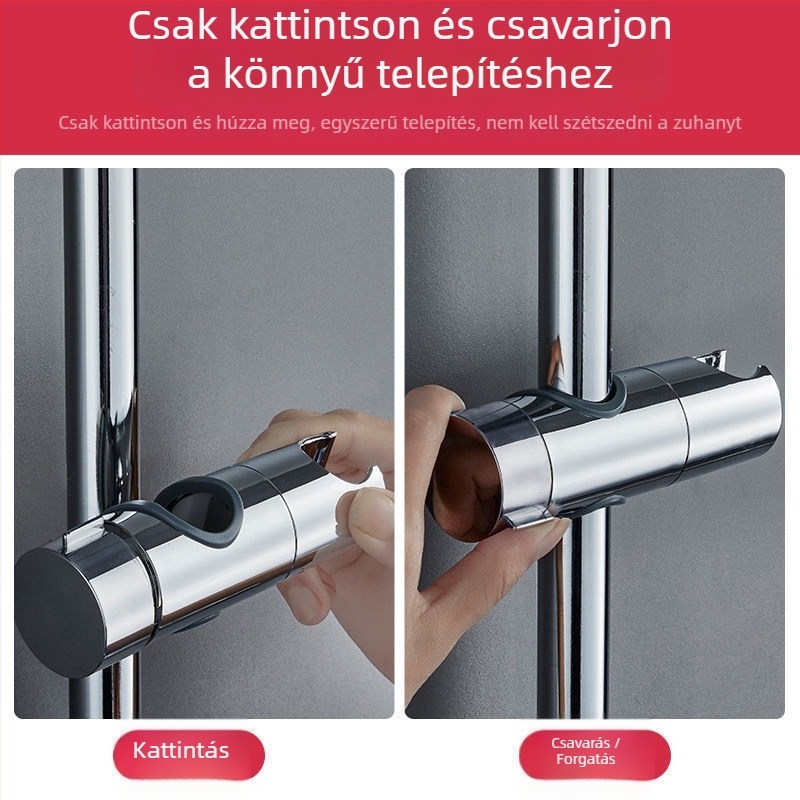 Fúrás nélküli zuhanyfej tartó, állítható magasságú rúd – ABS anyag, Snap-in telepítés, fürdőszobai kiegészítő Yujiangmu