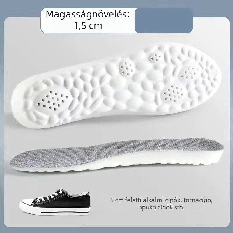 Magasságot növelő talpbetét, EVA, teljes talpbetét, uniszex, modell 2025015, lélegző, szag elleni védelem, növeli a magasságot, nem fárasztja a lábat hosszú állás közben