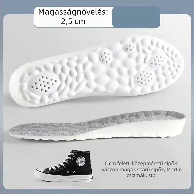 Magasságot növelő talpbetét, EVA, teljes talpbetét, uniszex, modell 2025015, lélegző, szag elleni védelem, növeli a magasságot, nem fárasztja a lábat hosszú állás közben