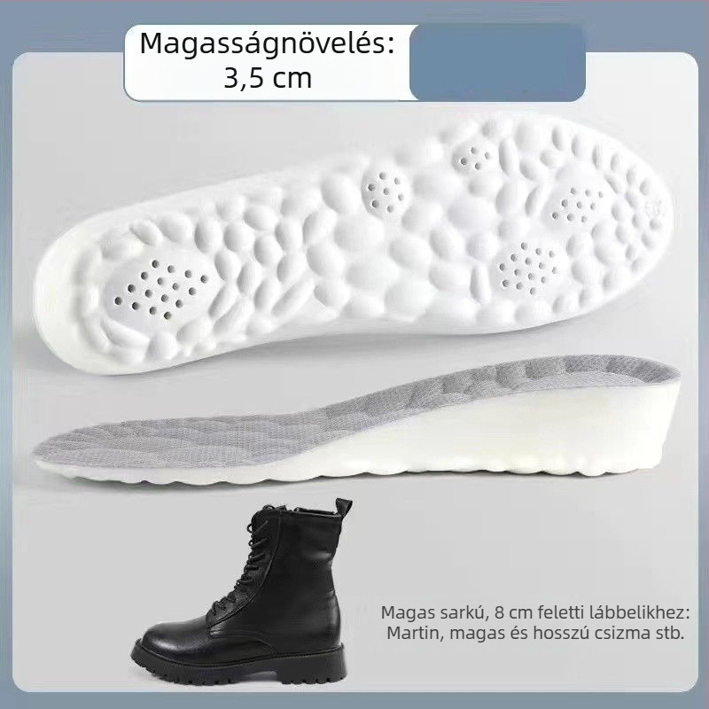 Magasságot növelő talpbetét, EVA, teljes talpbetét, uniszex, modell 2025015, lélegző, szag elleni védelem, növeli a magasságot, nem fárasztja a lábat hosszú állás közben