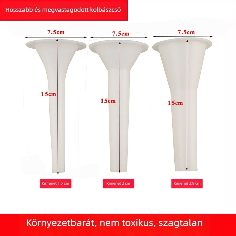 Kézi háztartási húsdaráló és kolbász töltő készülék kiterjesztett rozsdamentes acél töltőcsővel és műanyag töltőhüvellyel