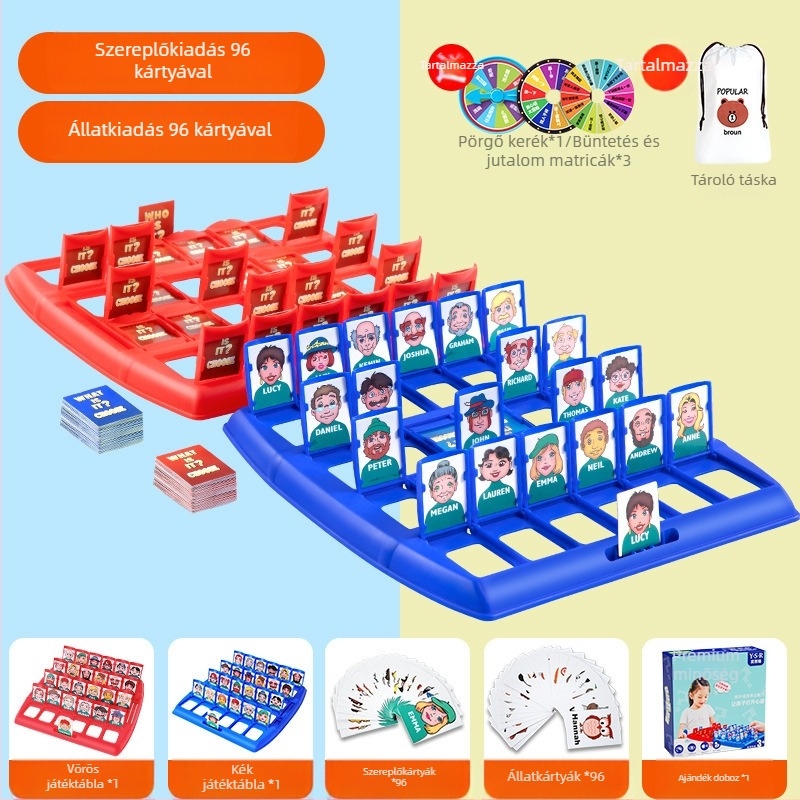 Gyerekeknek szóló, két játékos kártyás társasjáték: interaktív gondolkodási edzés, szellemi fejlesztés, kéz-szem koordináció, ABS anyag, 4-6 éves korosztály