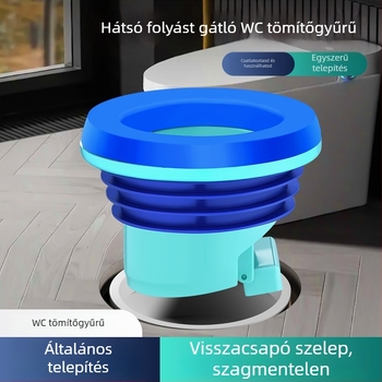 Integrált WC-flánsz szigetelés ellenőrző szeleppel, szag elleni és visszafolyás elleni védelemmel, ABS + gumi, univerzális kiegészítő, megvastagodott