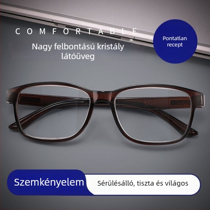 Olvasószemüveg üveglencsékkel, teljes keret, PC-keret, kékfény- és sugárzás elleni védelem