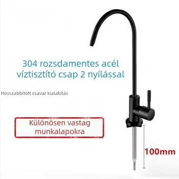 Konyhai gooseneck csaptelep, modell J-01, rozsdamentes acél, kerámiás szeleppel, 10 mm bemenet/kimenet, ülésátmérő 4 cm