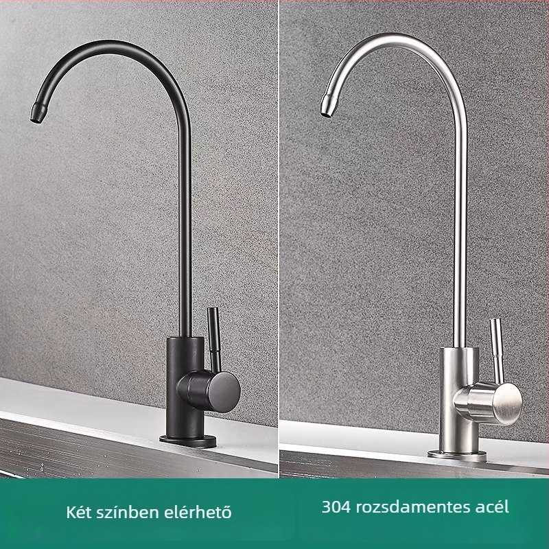 Konyhai gooseneck csaptelep, modell J-01, rozsdamentes acél, kerámiás szeleppel, 10 mm bemenet/kimenet, ülésátmérő 4 cm