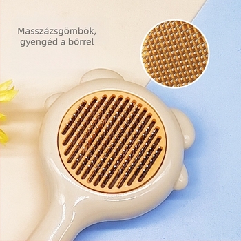 Állatgondozó fésű medve alakú, rozsdamentes acélból, macskák és kutyák számára – szőrszedés és masszázs
