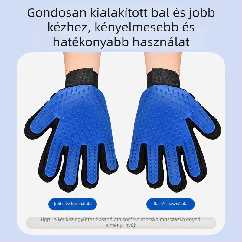 Szilikon macskaápoló kesztyű – szőrszálak eltávolítása, tisztítás és fürdőmasszázs