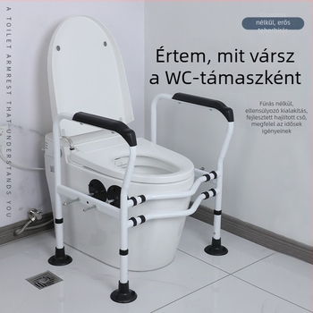 WC kapaszkodó szívófejes csészével, fúrás nélkül, idős és terhes nők számára, szénacél, modern minimalist stílus, teherbírás 400
