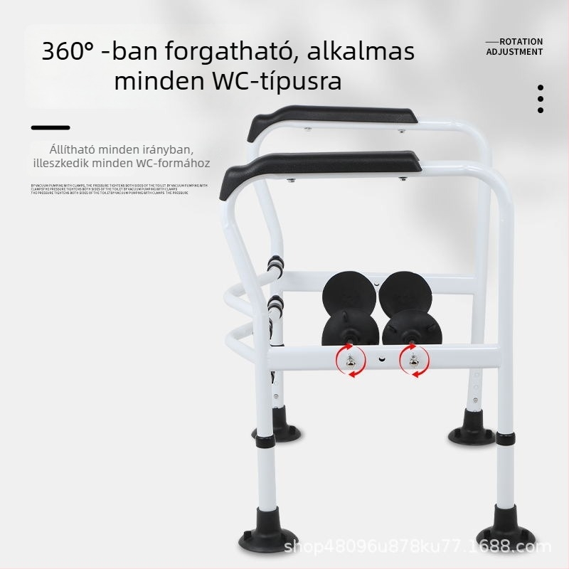 WC kapaszkodó szívófejes csészével, fúrás nélkül, idős és terhes nők számára, szénacél, modern minimalist stílus, teherbírás 400