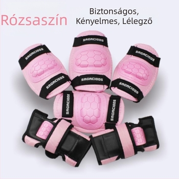 Gyerekeknek való kerékpáros sisak és könyök- és térdvédő készlet (Könyök- és térdvédők; Anyag: szivacs; Gyerekeknek; Görkorcsolya)