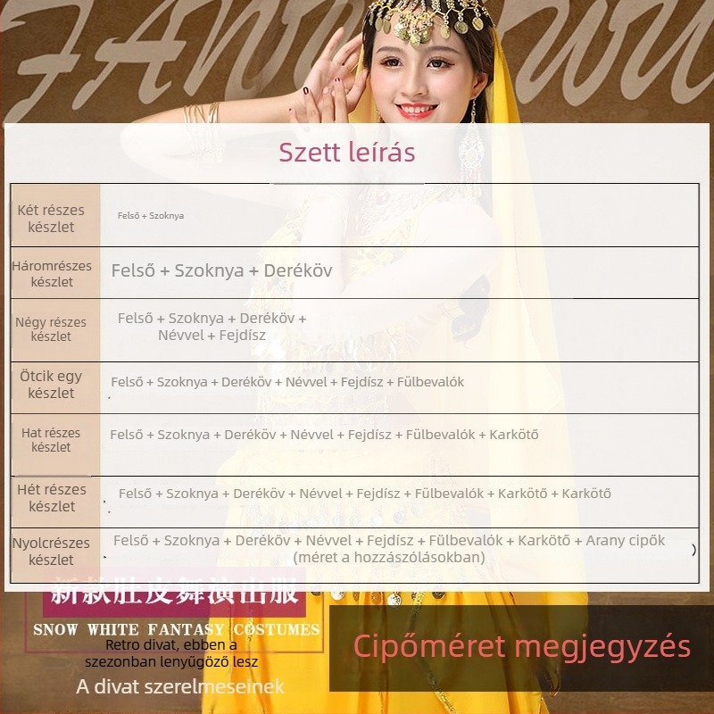 Belly Dance kosztüm indiai néptánchoz, poliészter anyag, uniszex, megjelenés: 2025 tavasz, 30–34 éveseknek