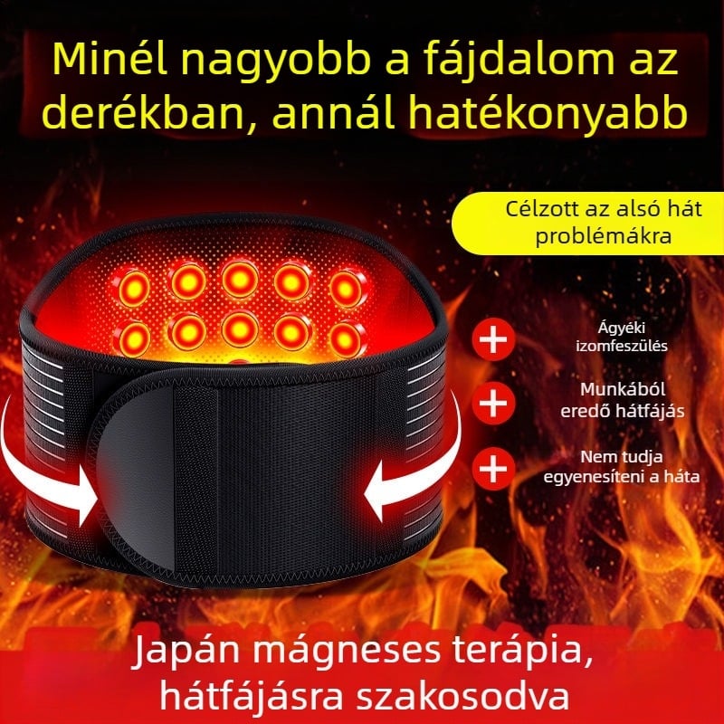 Mágneses önmelegedő deréköv – lumbális porckorongsérv és lumbális izomfeszülés esetén, uniszex, időseknek