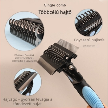 Többcélú kisállat-fésű macskáknak és kutyáknak, 3 az 1-ben ápoló eszköz, egyenes fésű a laza szőr eltávolításához, Termékkód: 91618, Márka: Little Pet First Grade