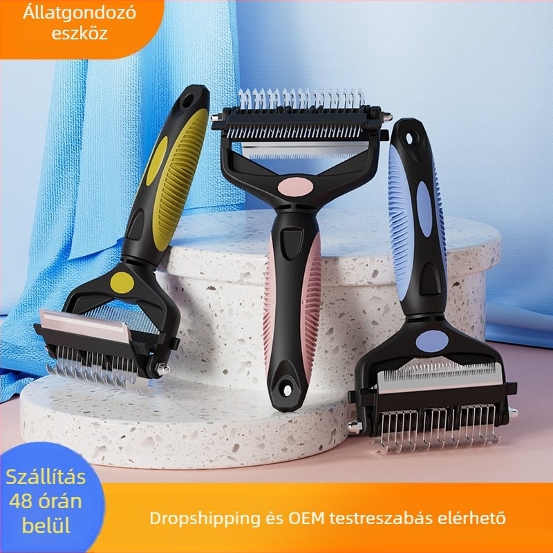 Többcélú kisállat-fésű macskáknak és kutyáknak, 3 az 1-ben ápoló eszköz, egyenes fésű a laza szőr eltávolításához, Termékkód: 91618, Márka: Little Pet First Grade