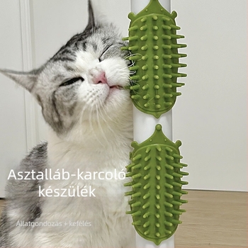 Macskaápoló eszköz görbült TPE-vel — tartós masszírozó hosszú szőrű macskáknak