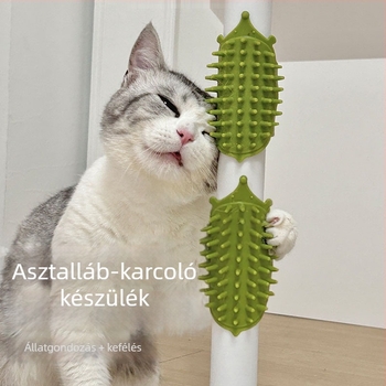 Macskaápoló eszköz görbült TPE-vel — tartós masszírozó hosszú szőrű macskáknak