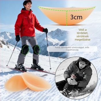 Silicone térdvédő síeléshez és havas sportokhoz, térdvédő, esés elleni, belső szilikon párna, univerzális, 150-200 g