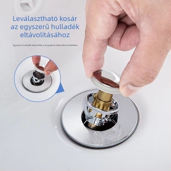 Mosogatótálca lefolyódugó szűrővel — rozsdamentes acél + réz, Wanmu, modern stílus, könnyen használható