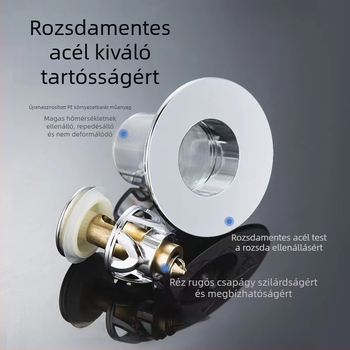 Mosogatótálca lefolyódugó szűrővel — rozsdamentes acél + réz, Wanmu, modern stílus, könnyen használható