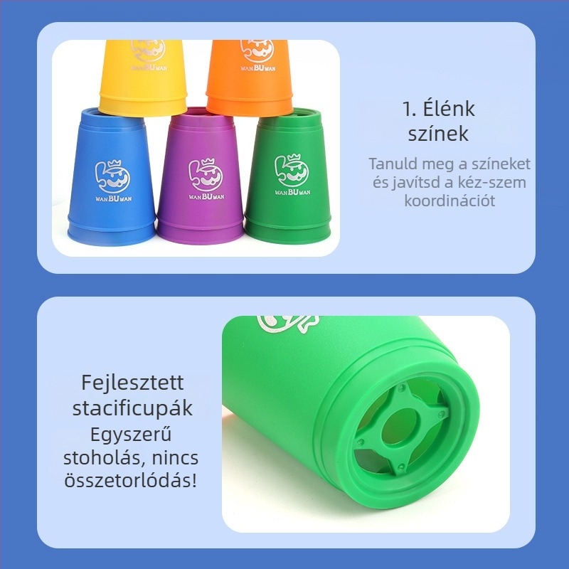 ohern Kupa pohár-stacking asztali játék – Gyorsaság, Puzzle és Logikai Edzés, Beltéri Szórakozás, 7–14 éveseknek, Csomagolás: táska, színes doboz, OPP zacskó