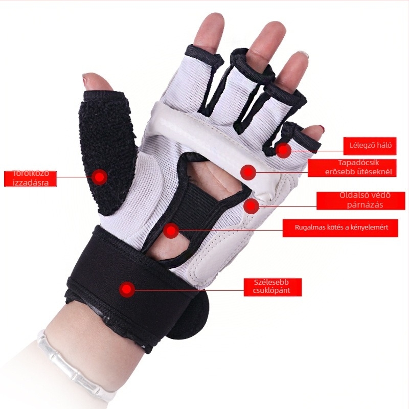 Gyerek Taekwondo védőfelszerelés: tenyér-, csukló- és könyökvédelmet; test anyaga: szivacs; 100 darabos csomag; alkalmas bokszra, taekwondo-ra, sanda-ra és küzdősportokra