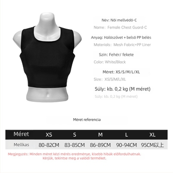 Női karate mellvéd, lélegző hálós anyag PP béléssel, féltestvédő, logó nyomtatásra kész
