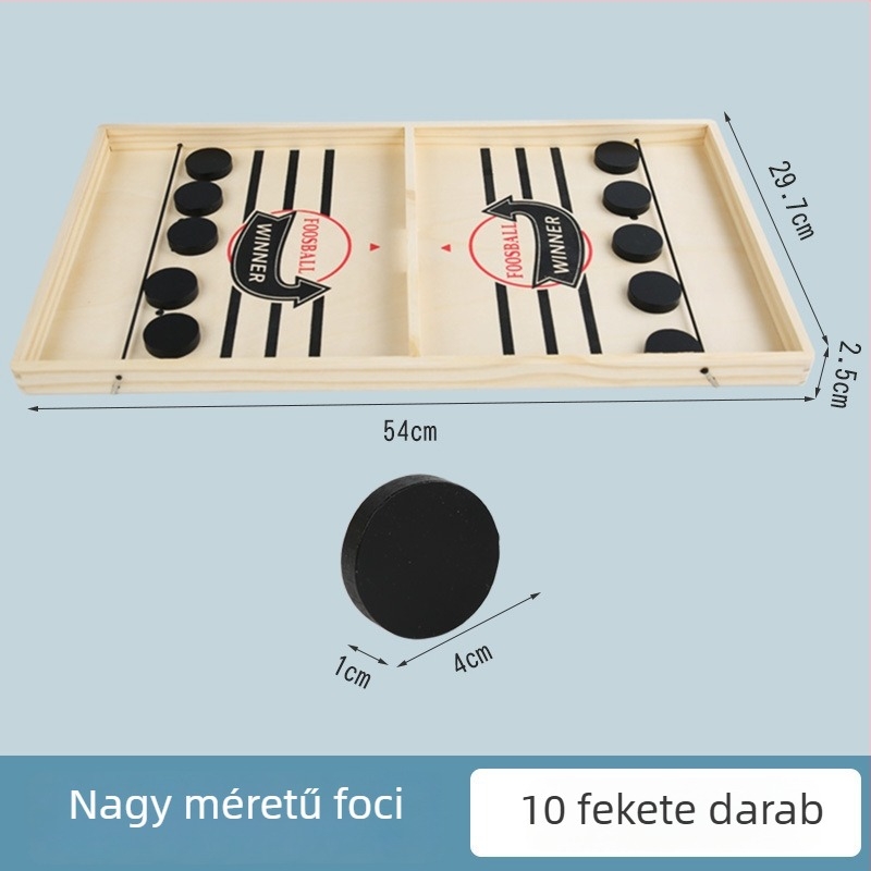 Fából készült interaktív kétfős társasjáték katapult-mechanizmussal — oktatási célú, fejleszti a kéz- és szemkoordinációt és a kognitív készségeket, támogatja a szülő-gyermek interakciót