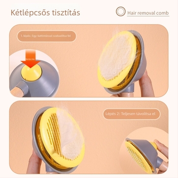 Da Da Bear Macska szőrzet eltávolító fésű automata tisztító tüskékkel, egyetlen kattintásos szőr eltávolítás, ABS/ rozsdamentes acél