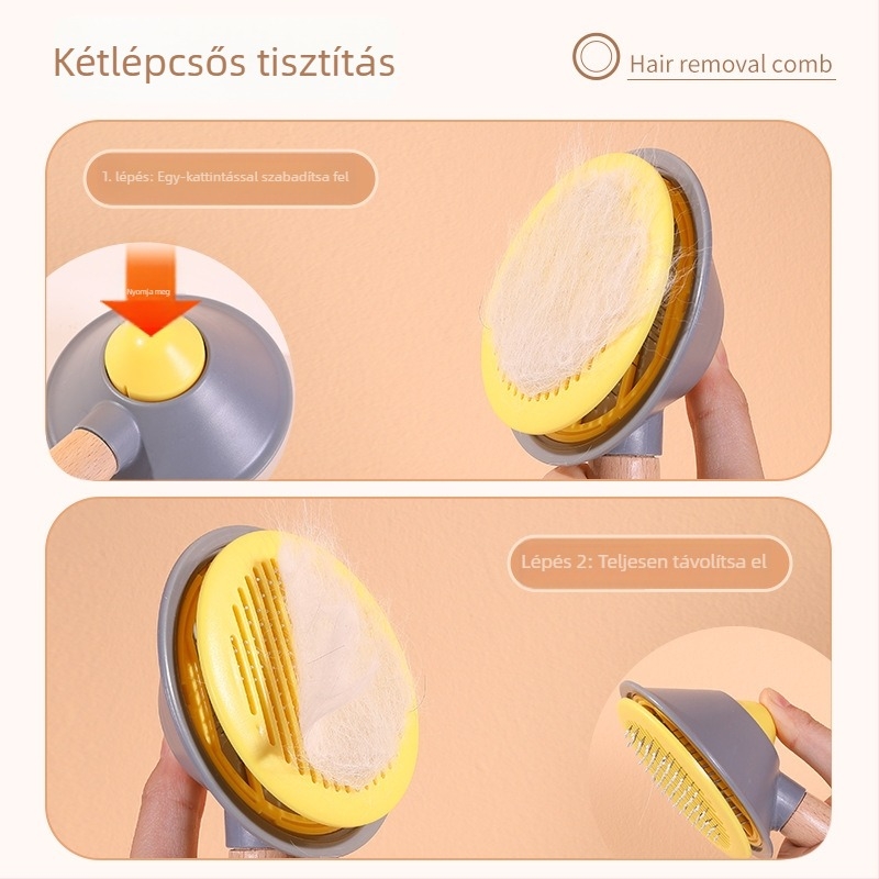 Da Da Bear Macska szőrzet eltávolító fésű automata tisztító tüskékkel, egyetlen kattintásos szőr eltávolítás, ABS/ rozsdamentes acél