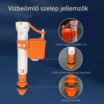 WC tartály csatlakozók: univerzális műanyag vízbeömlő és lefolyó szelepek készlet