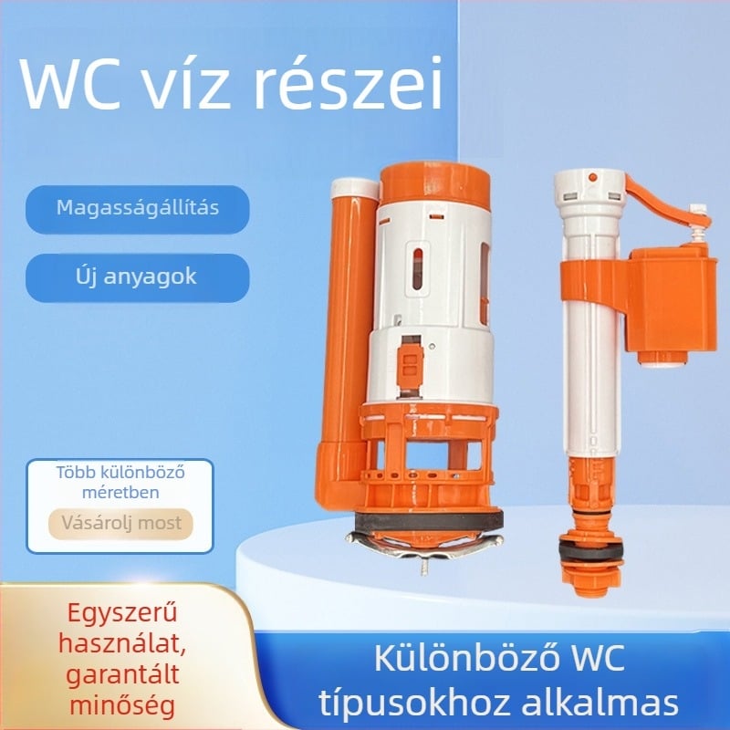 WC tartály csatlakozók: univerzális műanyag vízbeömlő és lefolyó szelepek készlet