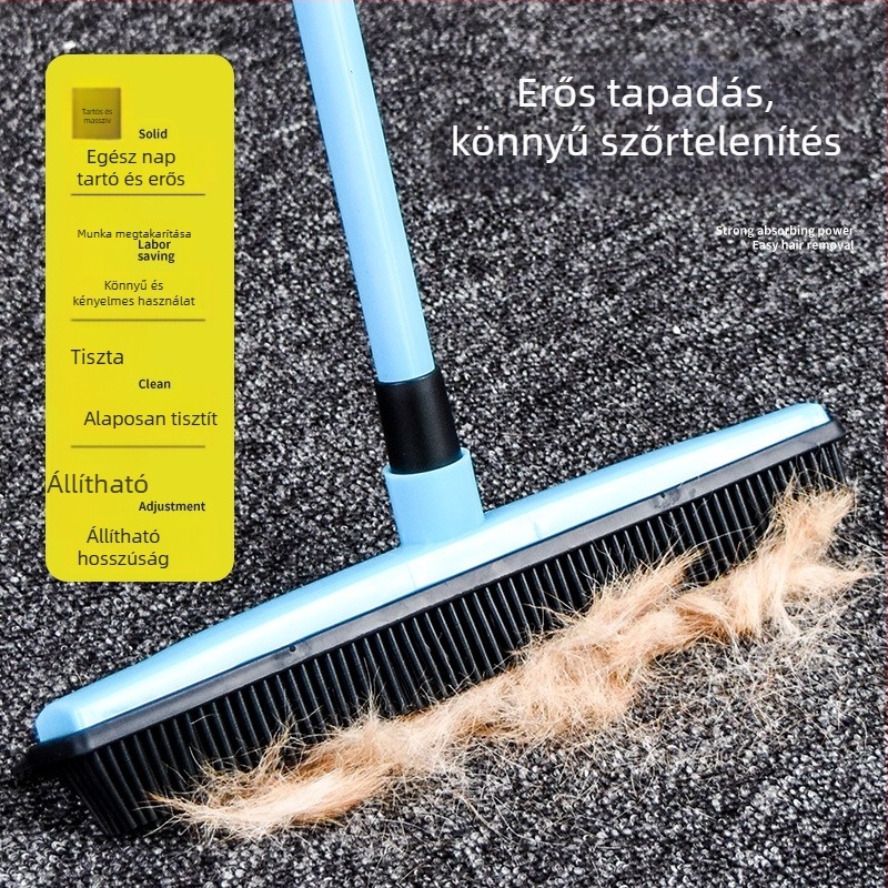 Állatszőr eltávolító söprű kárpitra és padlóra – érintés nélküli felmosó, gumírozott padló keféje, kutyaszőr tisztítás, ablak tisztítás