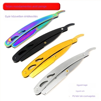 Rozsdamentes acél borotvatartó szemöldök formázáshoz, kézi borotva, klasszikus stílusú kialakítás, logó nyomtatás