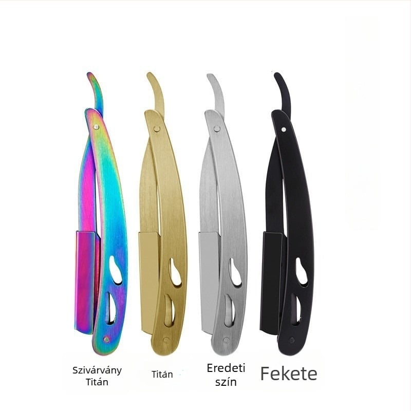 Rozsdamentes acél borotvatartó szemöldök formázáshoz, kézi borotva, klasszikus stílusú kialakítás, logó nyomtatás