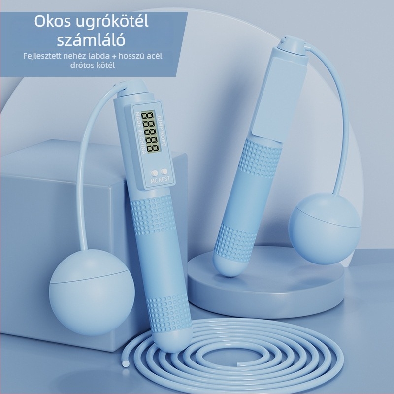 Csapágyas ugrókötél számlálóval, PVC anyagú edzéshez