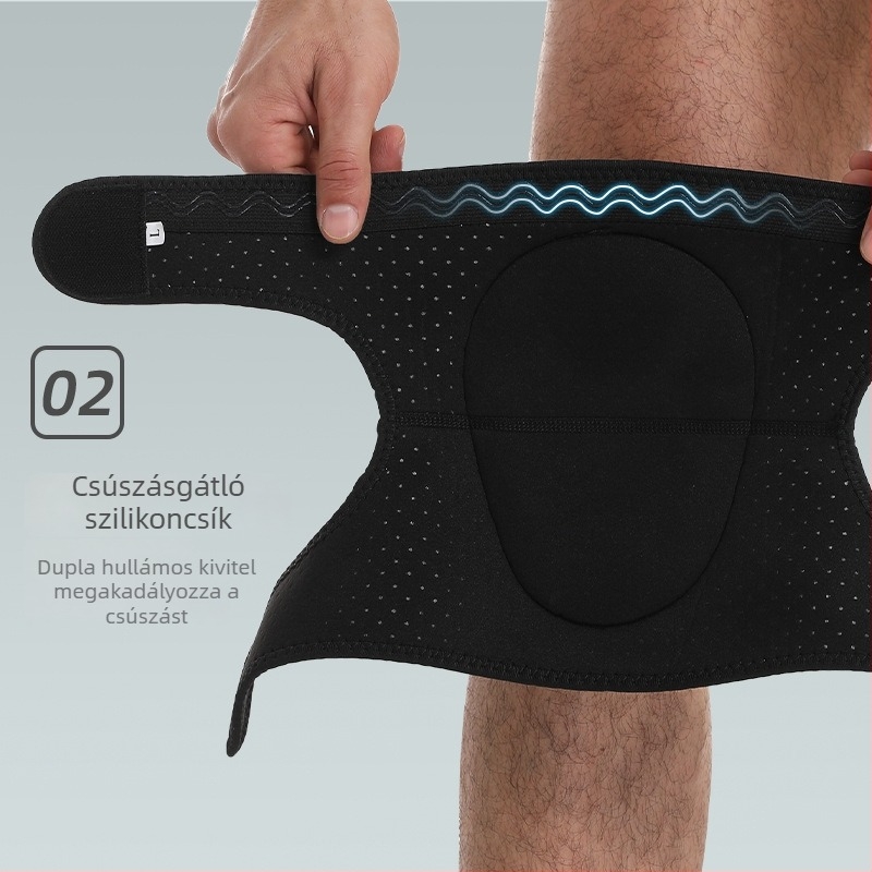 Edzésre szánt térdvédő készlet vastagított szivacspárnázással, felnőtt méret, poliészter anyag, futás, kerékpározás, labdarúgás, kosárlabda, röplabda