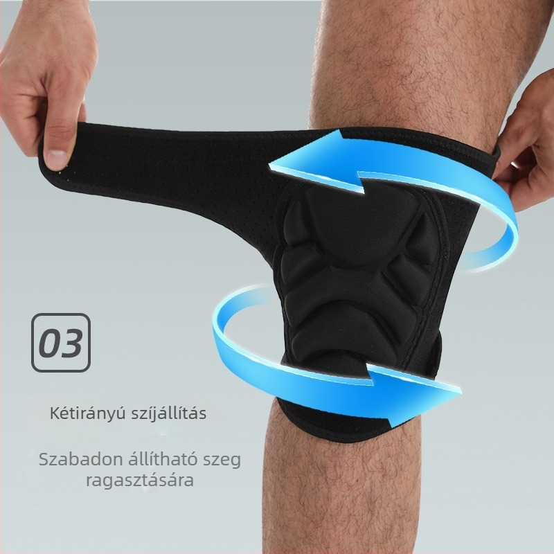 Edzésre szánt térdvédő készlet vastagított szivacspárnázással, felnőtt méret, poliészter anyag, futás, kerékpározás, labdarúgás, kosárlabda, röplabda