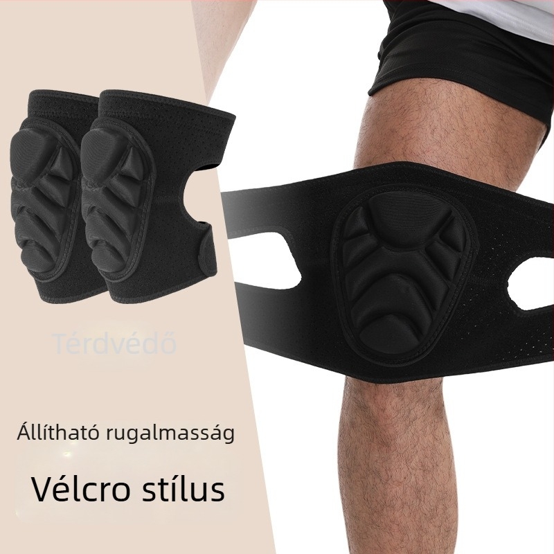 Edzésre szánt térdvédő készlet vastagított szivacspárnázással, felnőtt méret, poliészter anyag, futás, kerékpározás, labdarúgás, kosárlabda, röplabda