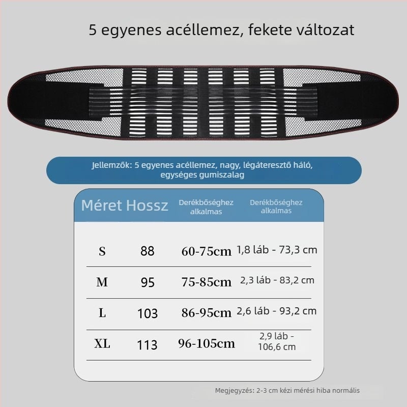 Négy évszakos derék-támasz tömörítő öv, légáteresztő hálós anyaggal és acéllemezzel