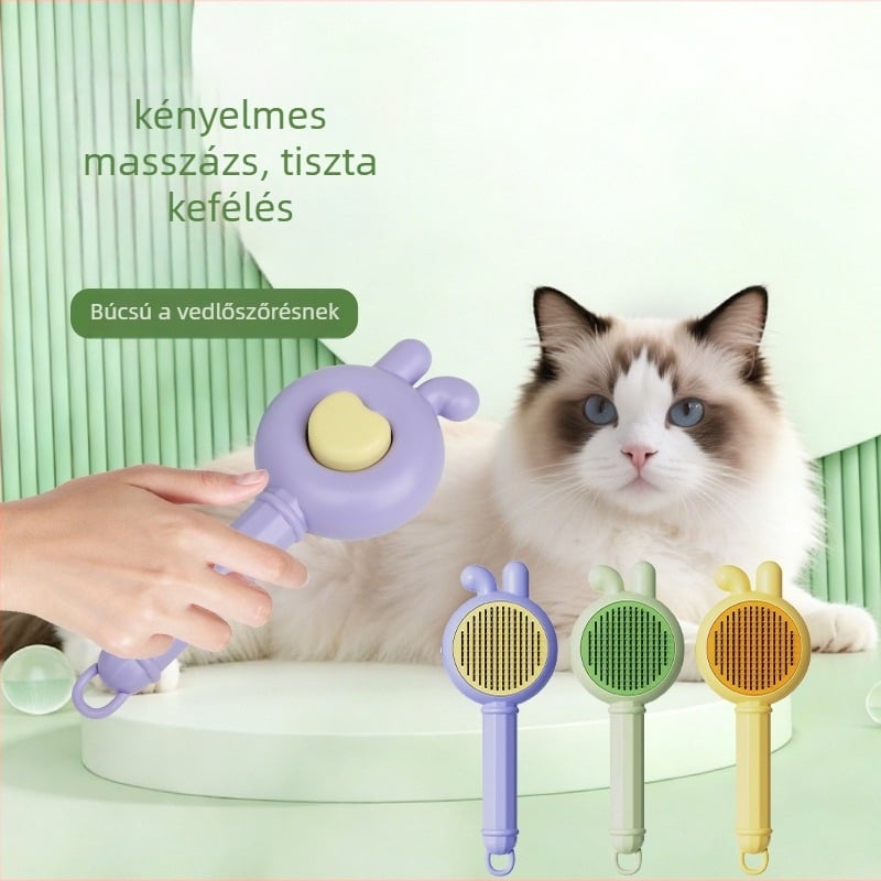 All-in-One Állatgondozó Fésű Macskáknak és Kutyáknak – Szőrtelenítés és Masszázs, PP Műanyag, Modell PG048