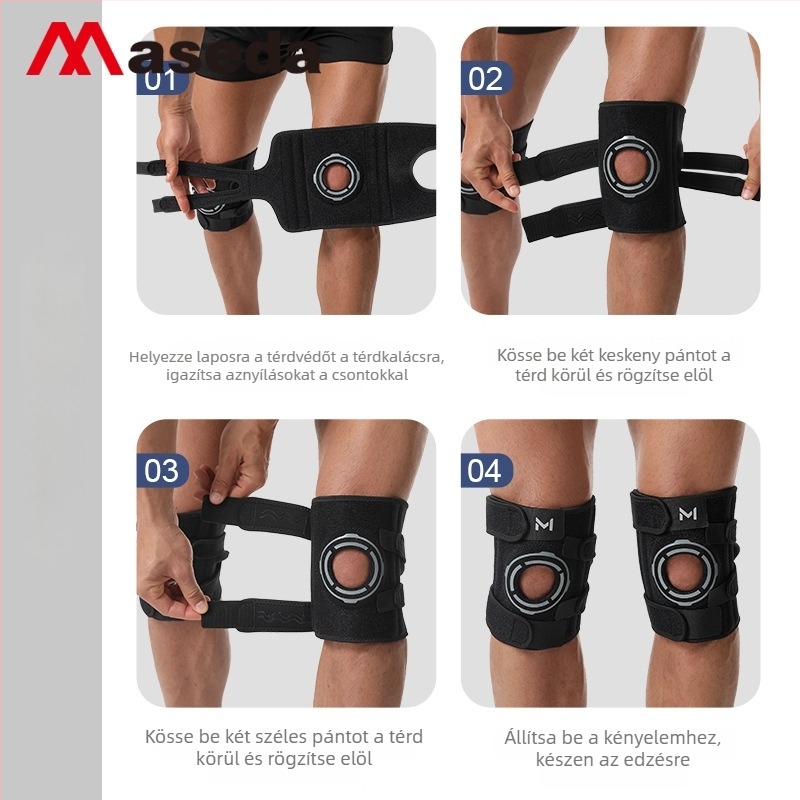 Mystar térdvédők OK anyagból készült kompressziós védelemmel és ütéscsillapító támaszokkal, kosárlabda, futás és hegymászás számára