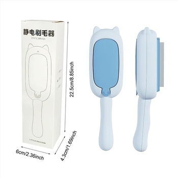Elektrostatikus adszorpciós kisállat szőr eltávolító kefe – kétirányú szőrszál-eltávolítás, ívelt kialakítás, ABS, hosszú szőrű macskáknak