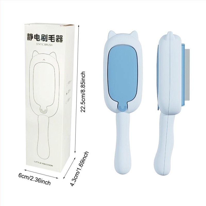 Elektrostatikus adszorpciós kisállat szőr eltávolító kefe – kétirányú szőrszál-eltávolítás, ívelt kialakítás, ABS, hosszú szőrű macskáknak