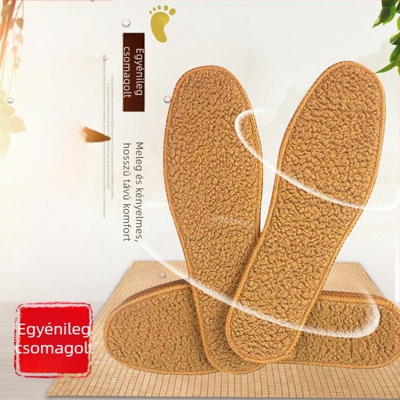 Téli báránygyapjú talpbetét — teljes hosszúságú, nedvességelnyelő, sportcipőkhez, bőr cipőkhöz és csizmákhoz