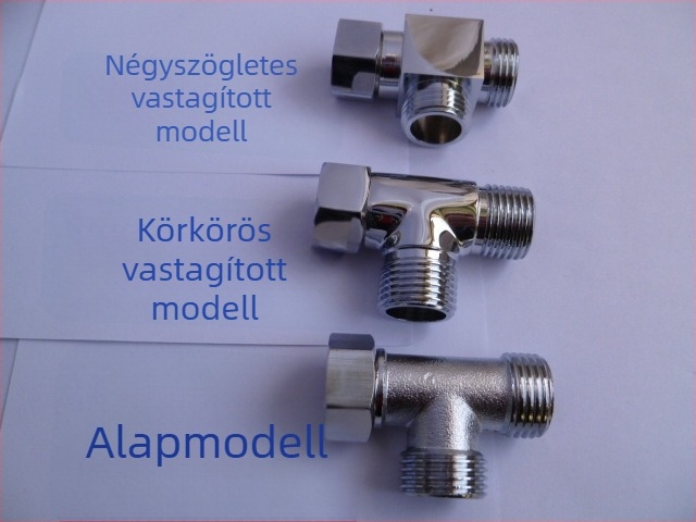 WC fedél kiegészítő tee elosztó, réz, kettős menetes csatlakozás (belső és külső), menetes illesztés, modern minimalist stílus